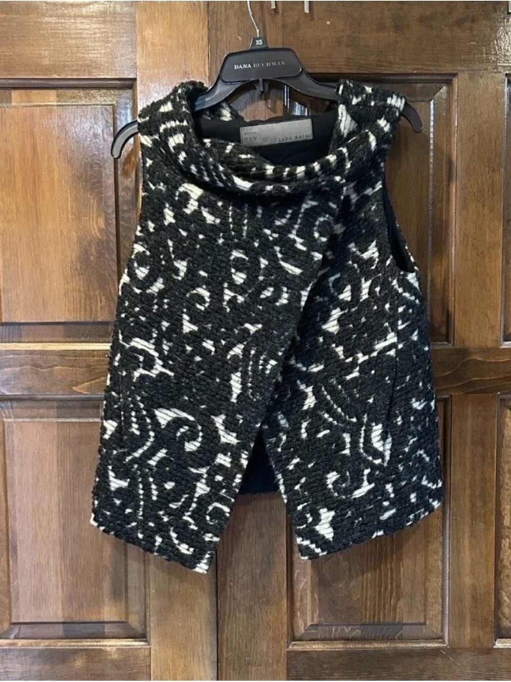 Zara Basic Wool Blend Swirl Pattern Asymmetric Vest size Small - Picture 2 of 7